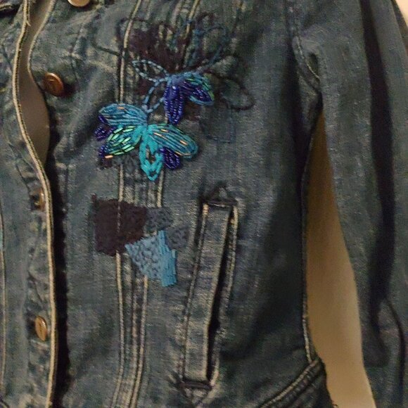 Pilcro & The Letterpress Beaded Embroidered Blingy Jean Denim Jacket XS - Picture 11 of 16